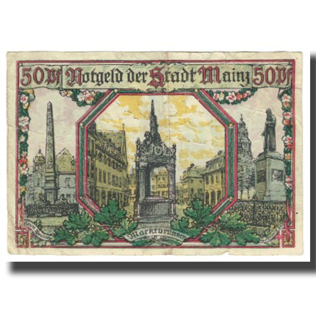 Banknote, Germany, Mainz Stadt, 50 Pfennig, château, 1921, 1921-01-01