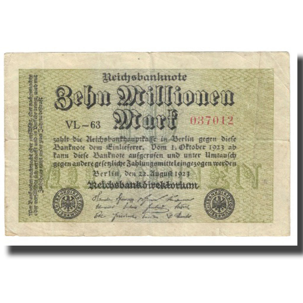 Geldschein, Deutschland, 10 Millionen Mark, 1923, 1923-08-22, KM:106a, S