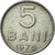 Moneda, Rumanía, 5 Bani, 1975, MBC, Aluminio, KM:92a