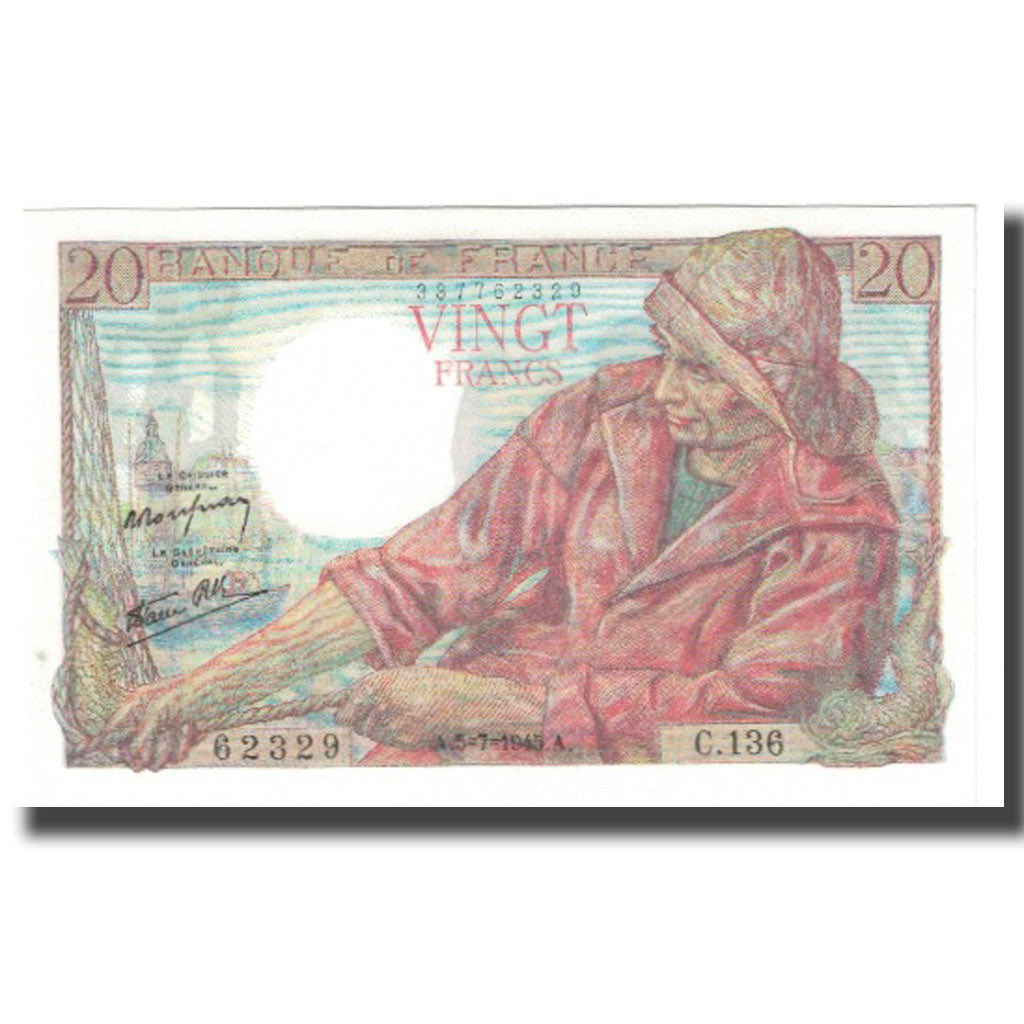 France, 20 Francs, 1945, 1945-07-05, UNC(65-70), Fayette:13.10, KM:100b