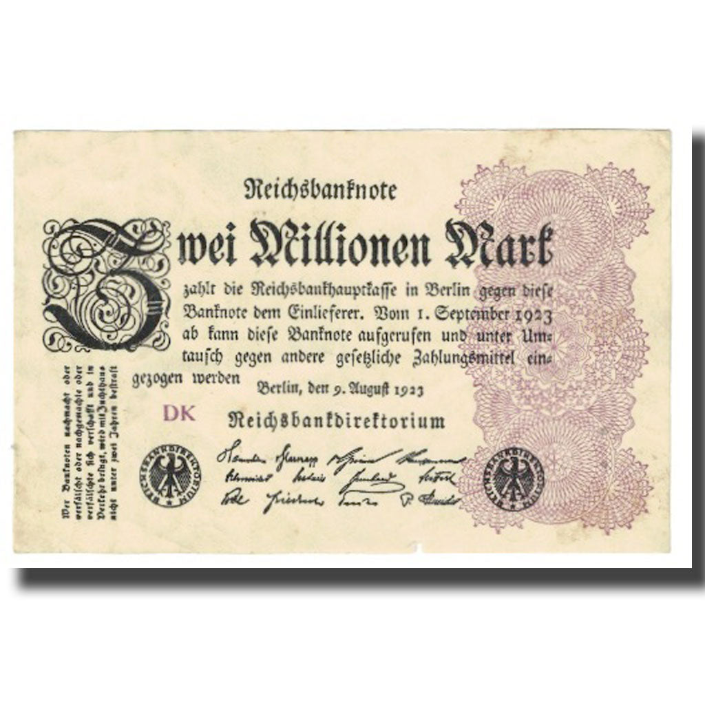 Geldschein, Deutschland, 2 Millionen Mark, 1923, 1923-08-09, KM:104a, VZ
