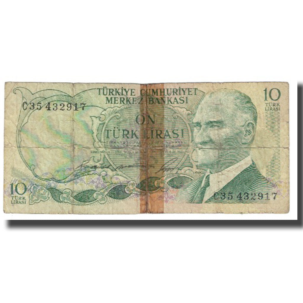 Banknote, Turkey, 10 Lira, KM:180, VG(8-10)
