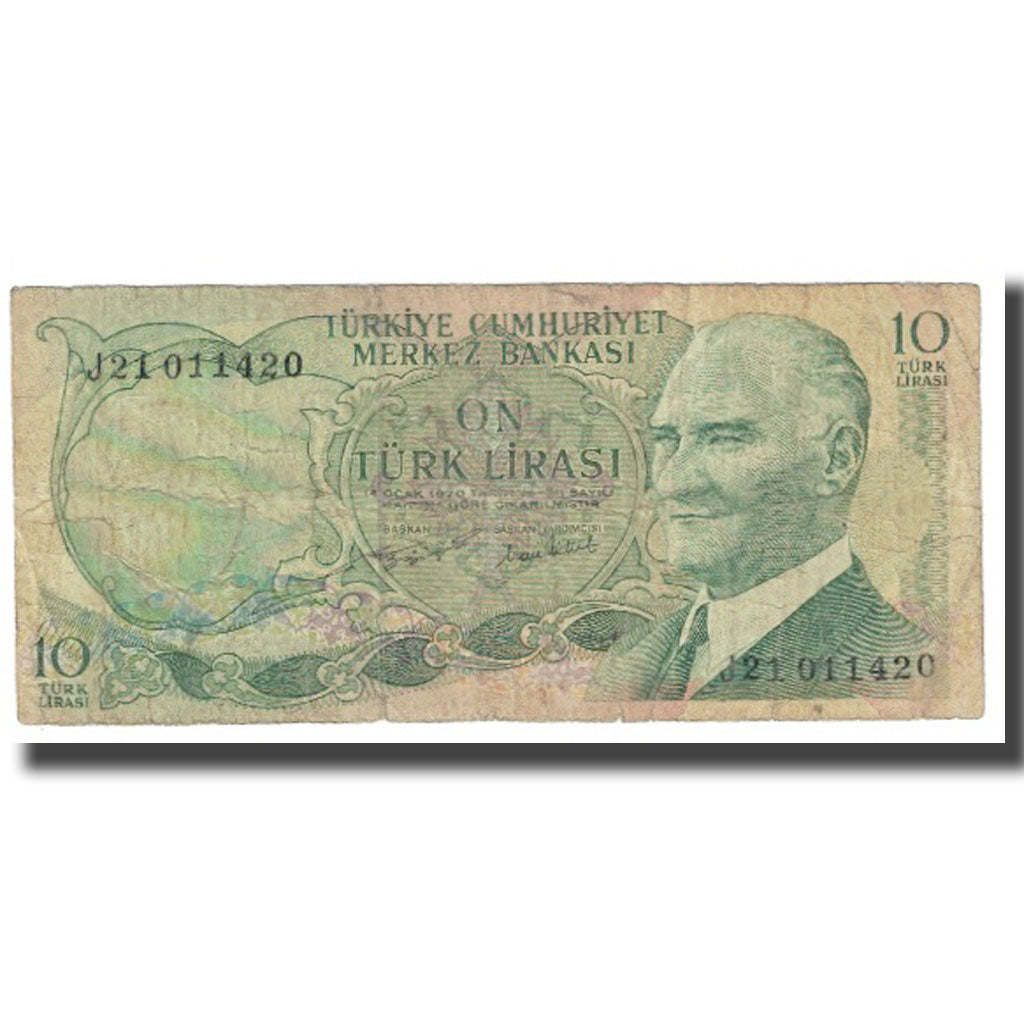 Banknote, Turkey, 10 Lira, KM:186, VF(20-25)