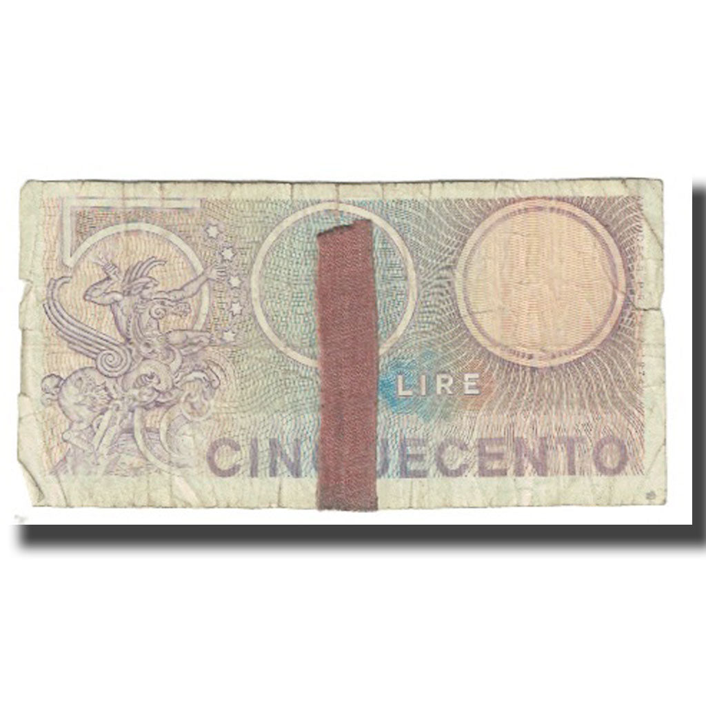 Nota, Itália, 500 Lire, KM:94, VG(8-10)
