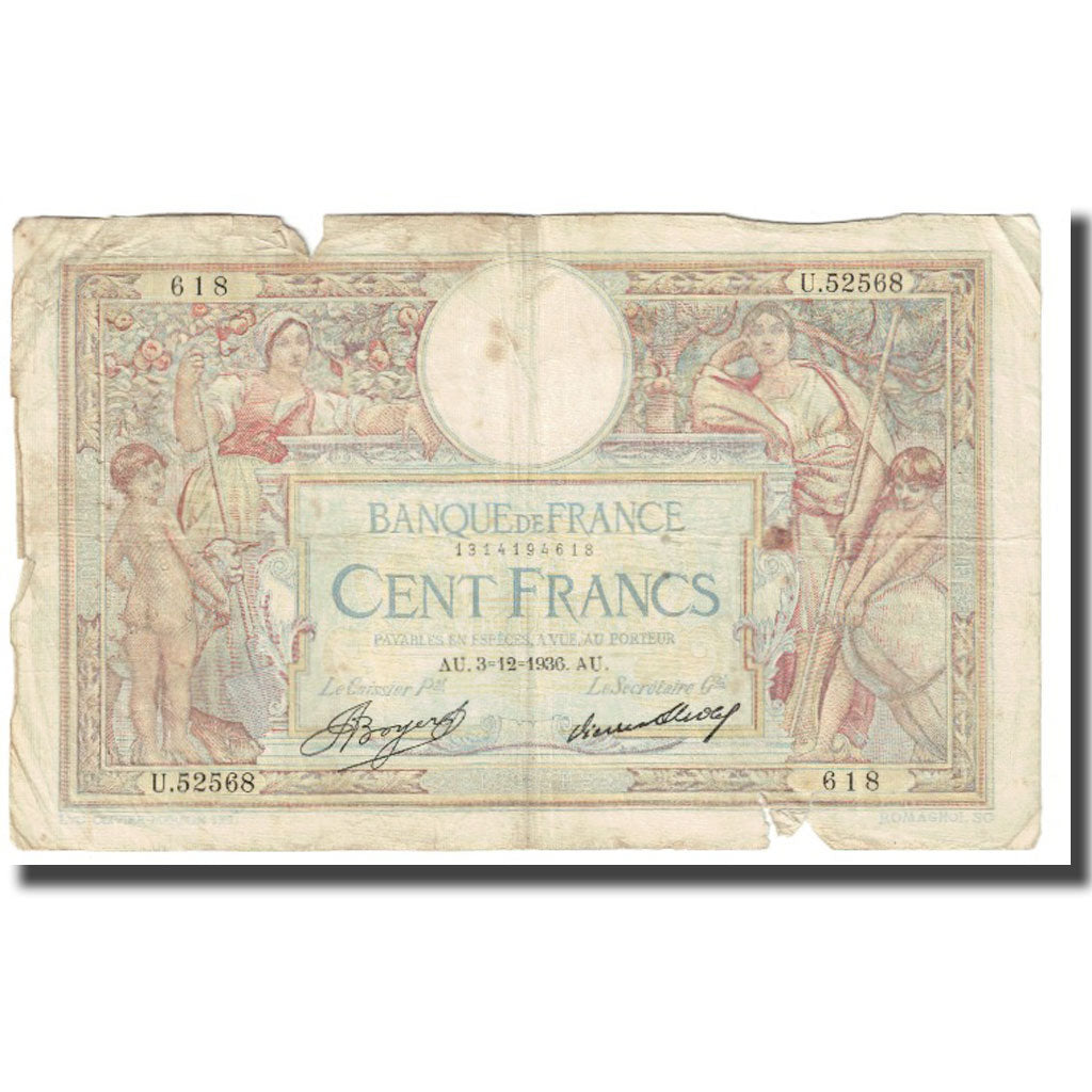 France, 100 Francs, 1936, P. Rousseau and R. Favre-Gilly, 1936-12-03, TB
