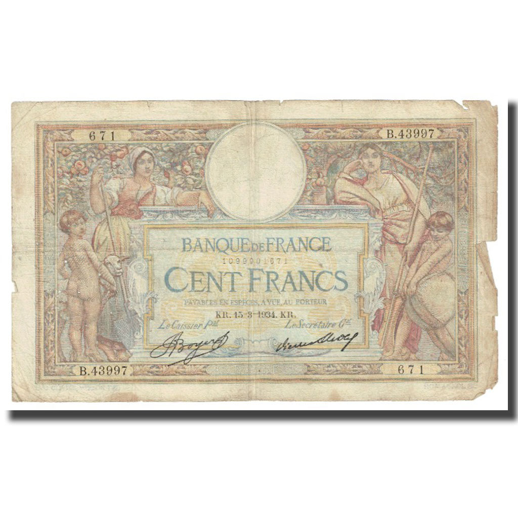 Frankrijk, 100 Francs, 1934, P. Rousseau and R. Favre-Gilly, 1934-03-15, TB
