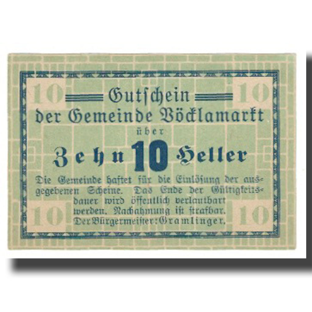 Nota, Áustria, Bonistika, 10 Heller, graphique, UNC(65-70)