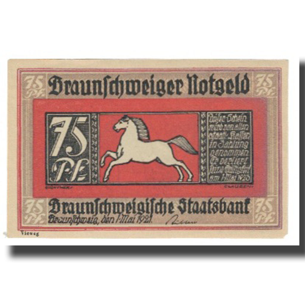 Banknote, Germany, Braunschweig, 75 Pfennig, personnage, 1923, 1923-05-01