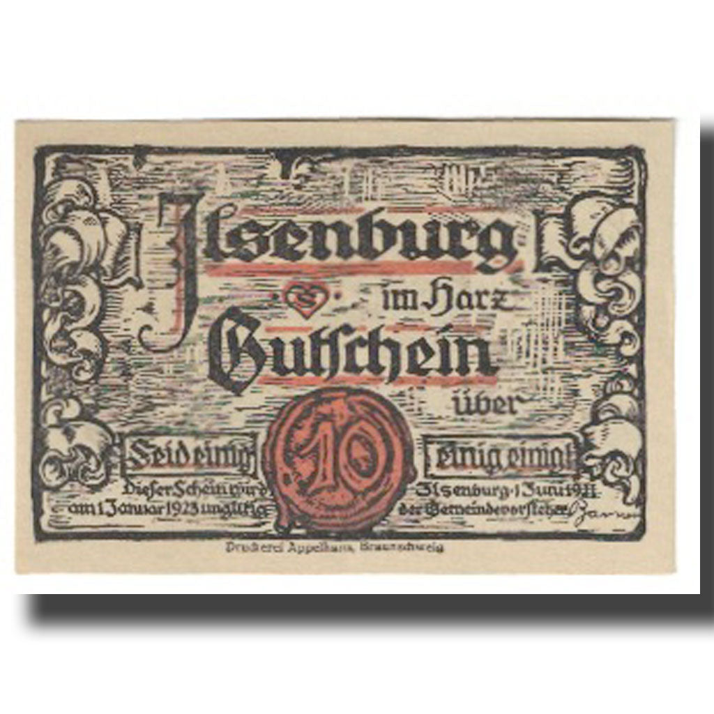 Banknote, Germany, Ilsenburg, 10 Pfennig, Eglise, 1923, 1923-01-01, UNC(65-70)