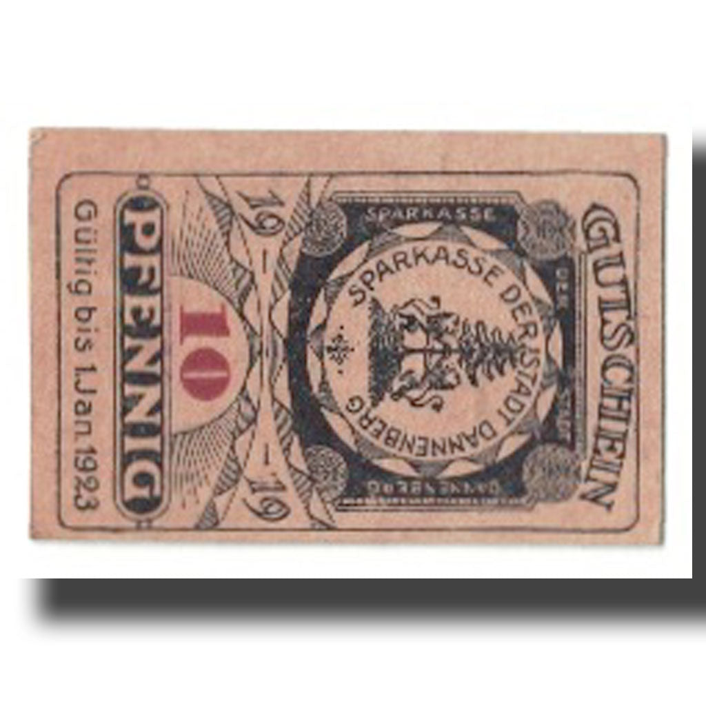 Banknote, Germany, Dannenberg, 10 Pfennig, château, 1923, 1923-01-01, UNC(63)
