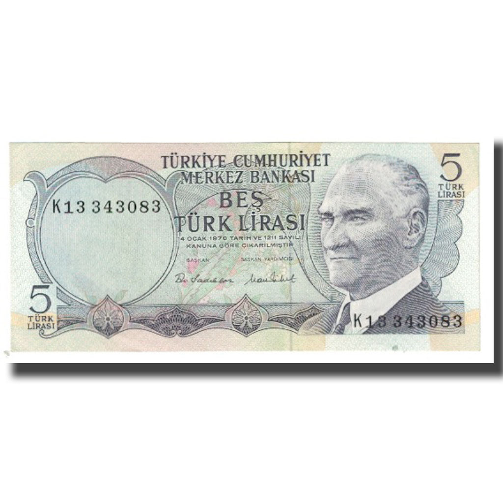 Banknote, Turkey, 5 Lira, 1970, 1970-10-14, KM:179, UNC(63)