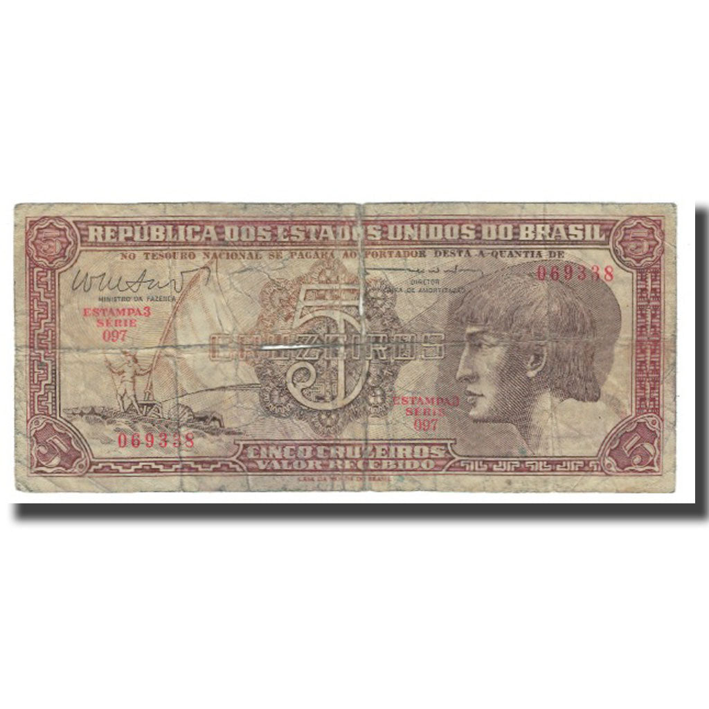 Banknote, Brazil, 5 Cruzeiros, KM:166a, VF(20-25)