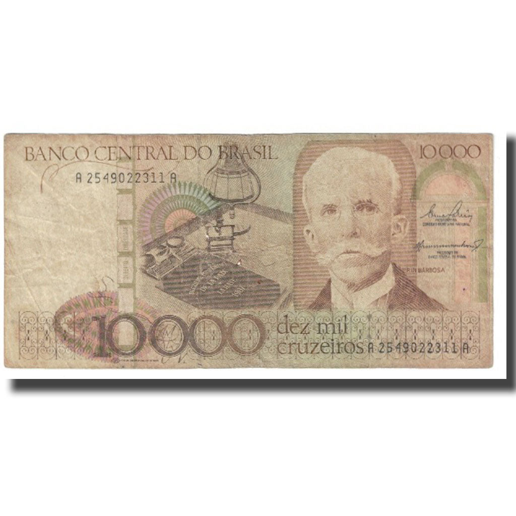 Billete, 10 Cruzados on 10,000 Cruzeiros, Brasil, KM:206, BC