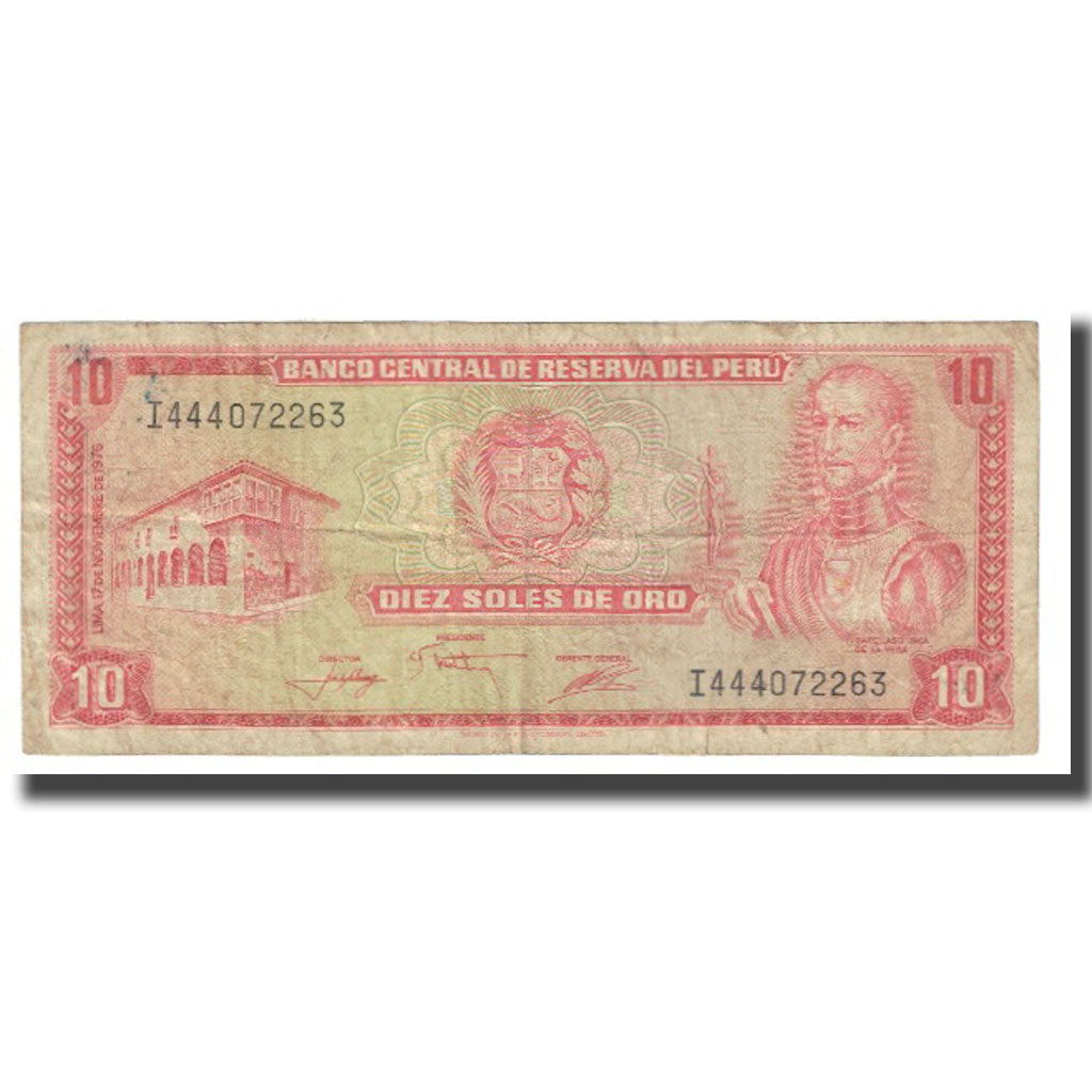 Billete, 10 Soles De Oro, 1976, Perú, 1976-11-17, KM:100c, BC