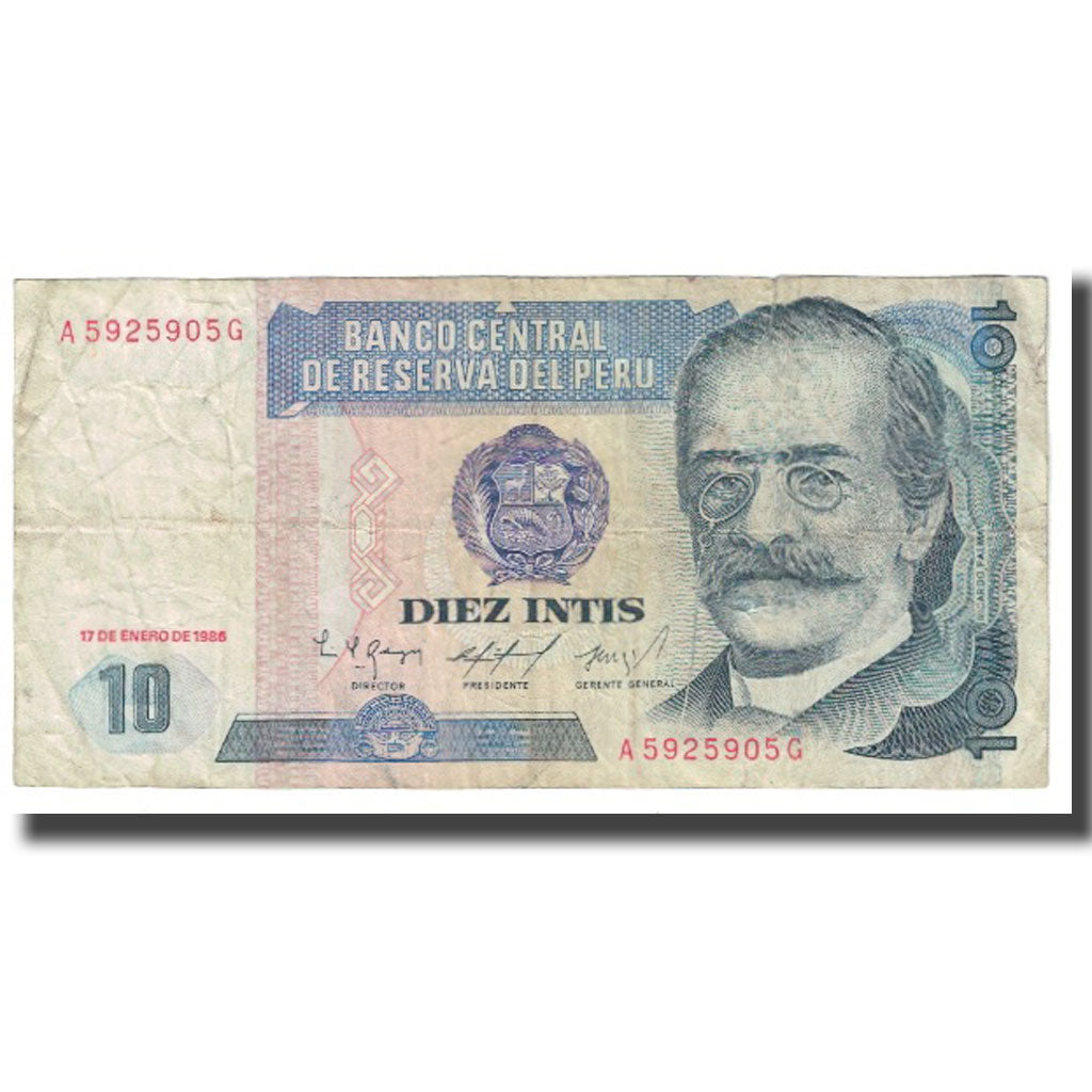 Banknote, Peru, 10 Intis, 1986, 1986-01-17, KM:129, VF(20-25)