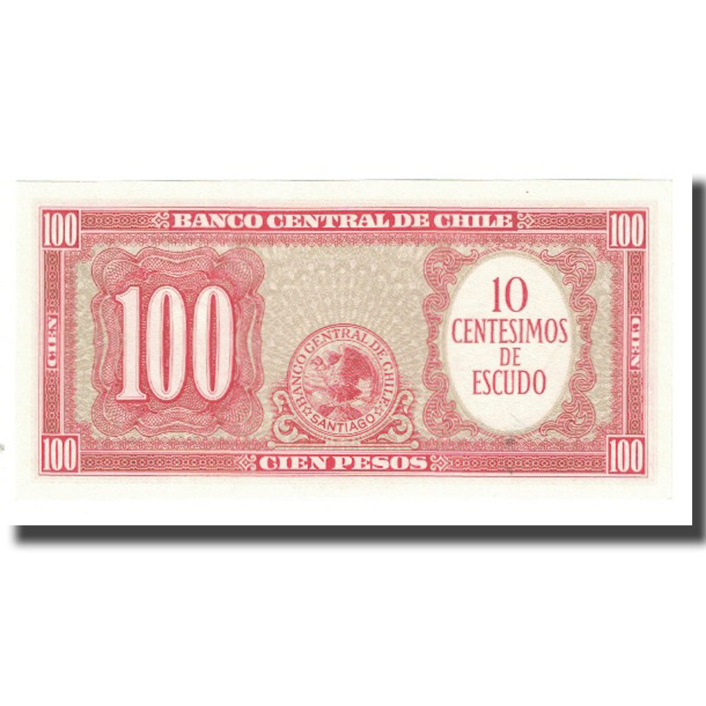 Banknote, Chile, 10 Centesimos on 100 Pesos, KM:127a, UNC(65-70)
