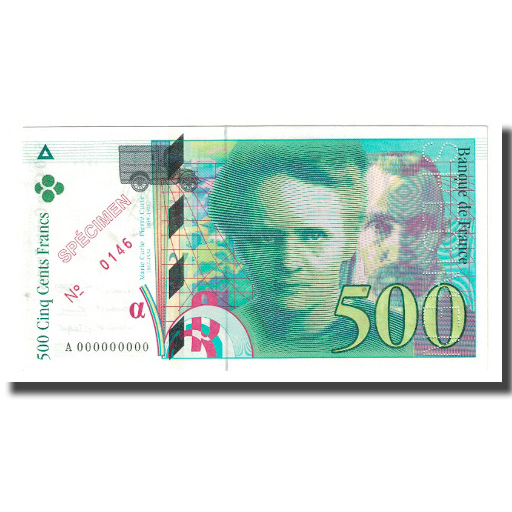 Francia, 500 Francs, Pierre et Marie Curie, A, Specimen, UNC 63, PMG