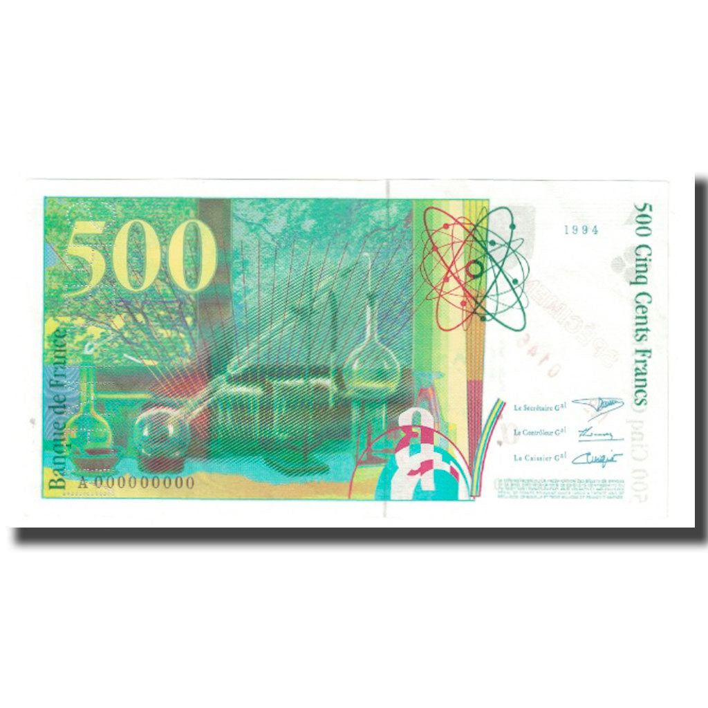 Francia, 500 Francs, Pierre et Marie Curie, A, Specimen, UNC 63, PMG