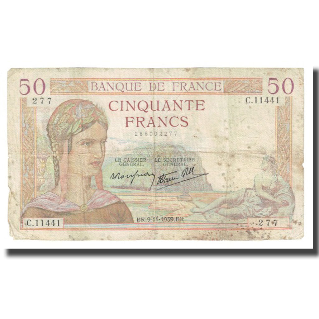 Frankreich, 50 Francs, 1939, P. Rousseau and R. Favre-Gilly, 1939-11-09, S