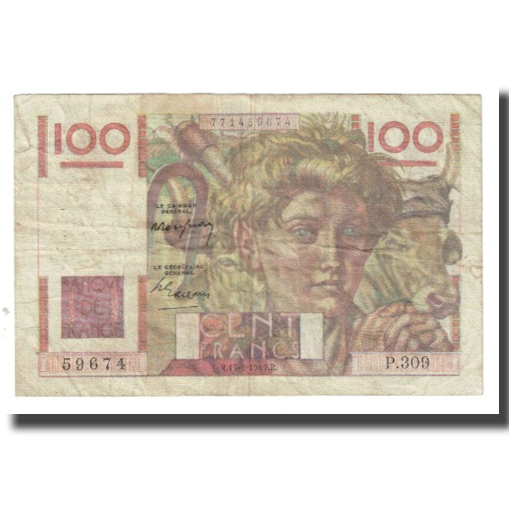 France, 100 Francs, 1949, D AMBRIERES, GARGAM, 1949-02-17, VF(20-25)