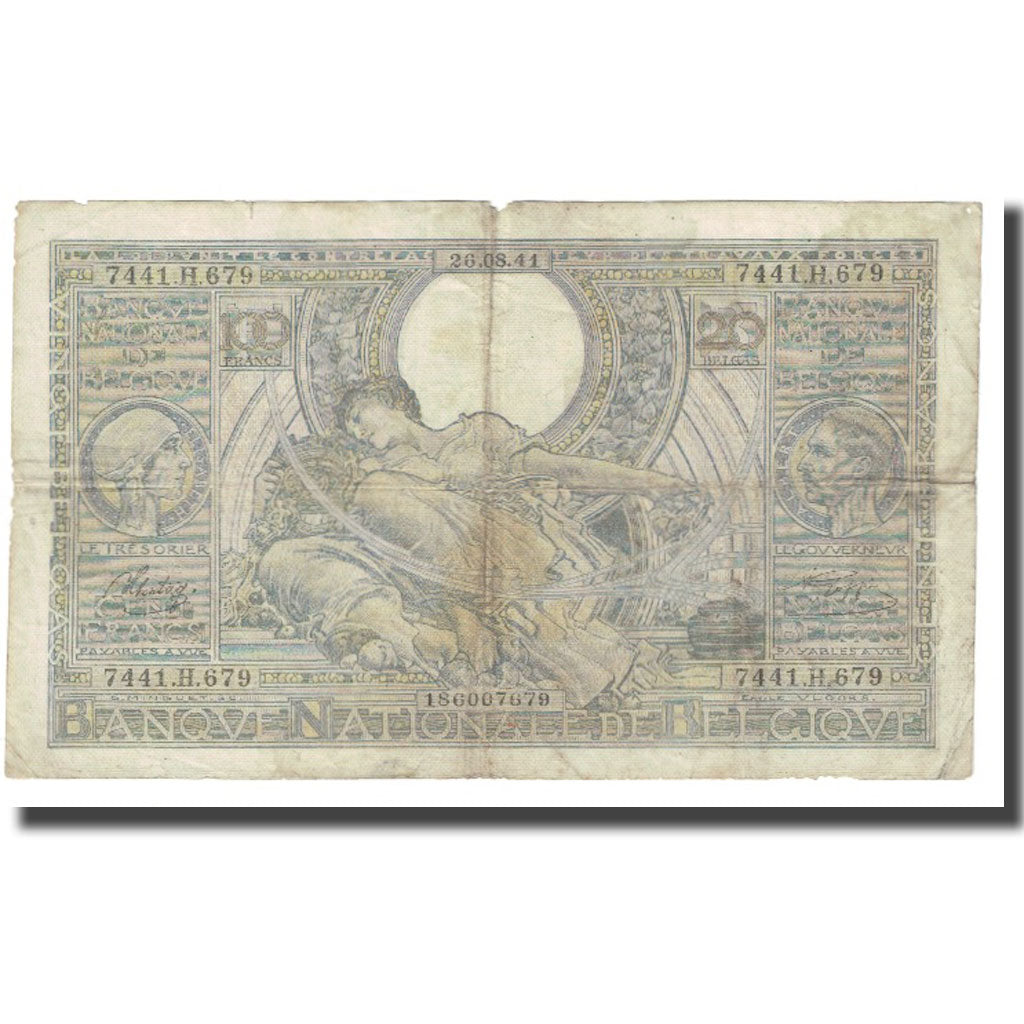 Banknote, Belgium, 100 Francs-20 Belgas, Undated (1938), KM:107, VF(20-25)