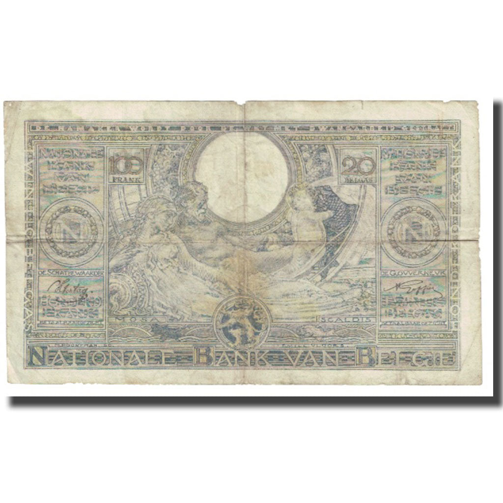 Banknote, Belgium, 100 Francs-20 Belgas, Undated (1938), KM:107, VF(20-25)