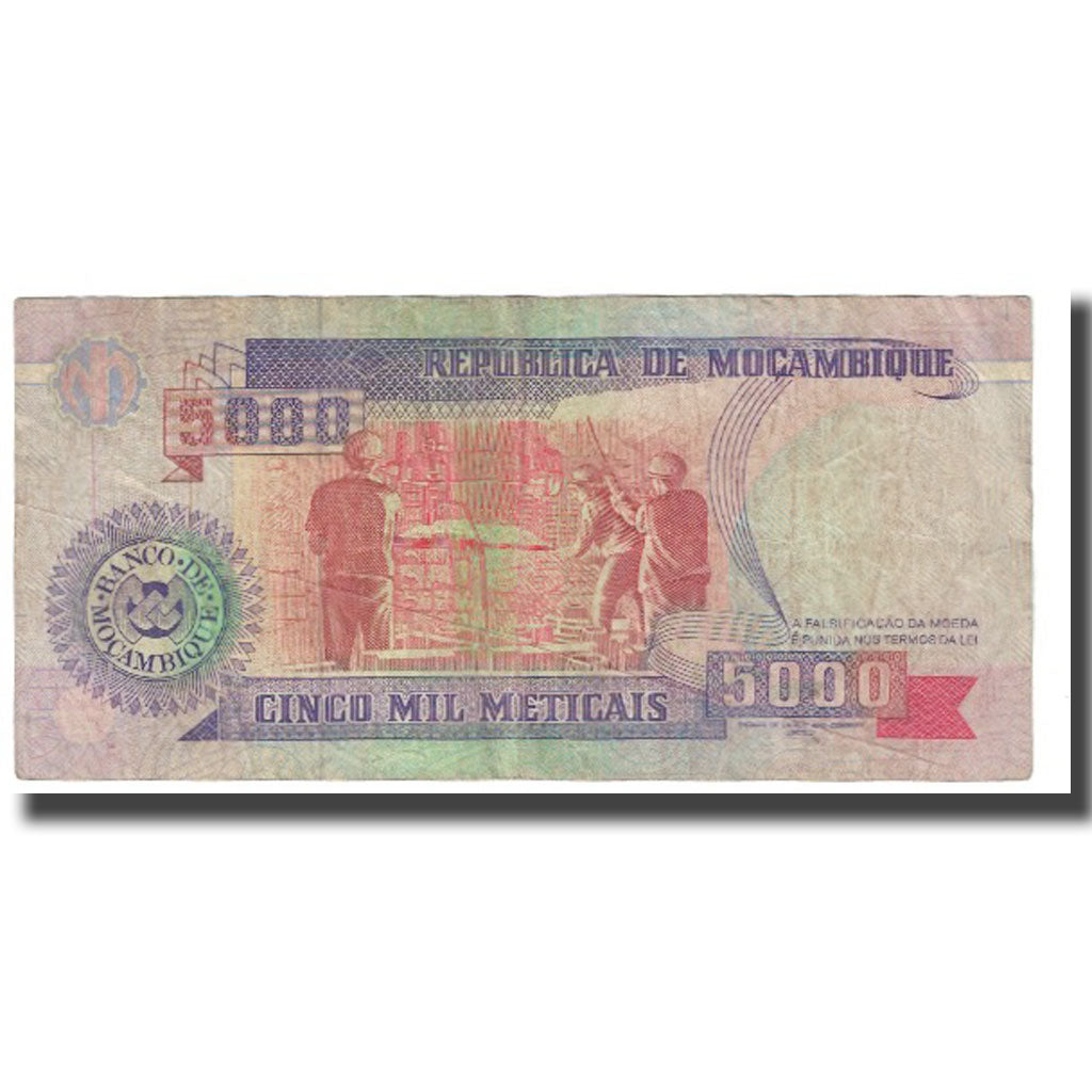 Nota, Moçambique, 5000 Meticais, 1991, 1991-06-16, KM:136, EF(40-45)