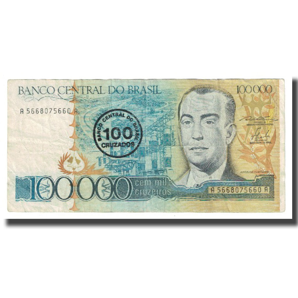 Banknote, Brazil, 100,000 Cruzeiros, KM:205a, VF(20-25)