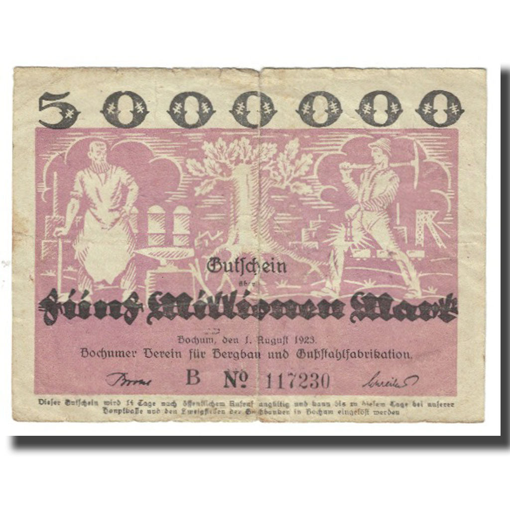 Banconote, Germania, Bodendorf, 5000000 Mark, personnage, 1923, 1923-08-01, MB
