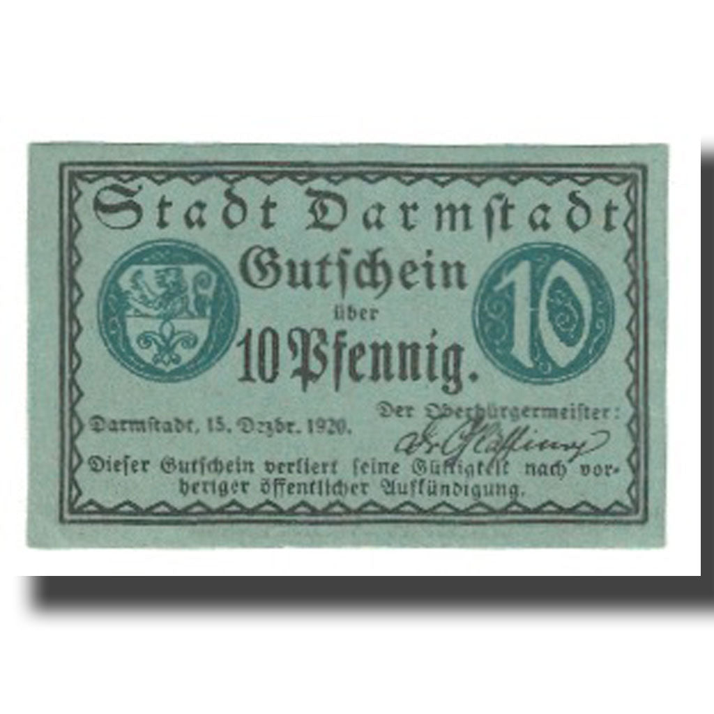 Banknote, Germany, Darmstadt, 10 Pfennig, Batiment, 1920, 1920-12-15