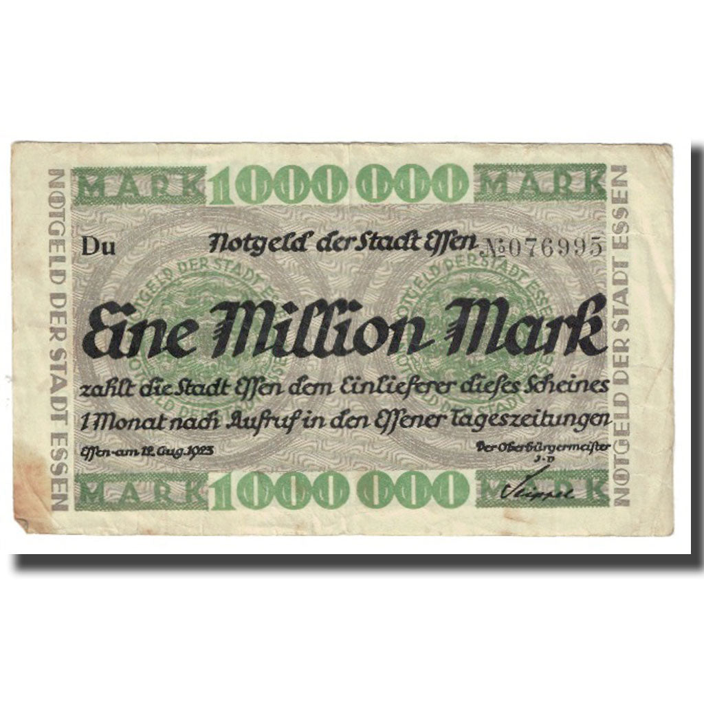 Banknote, Germany, Effen, 1 Million Mark, Texte, 1923, 1923-08-12, EF(40-45)