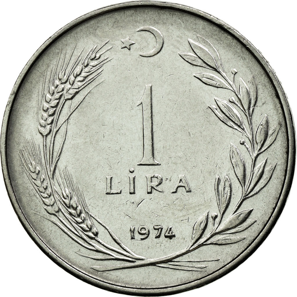 Moneta, Turchia, Lira, 1974, BB+, Acciaio inossidabile, KM:889a.2