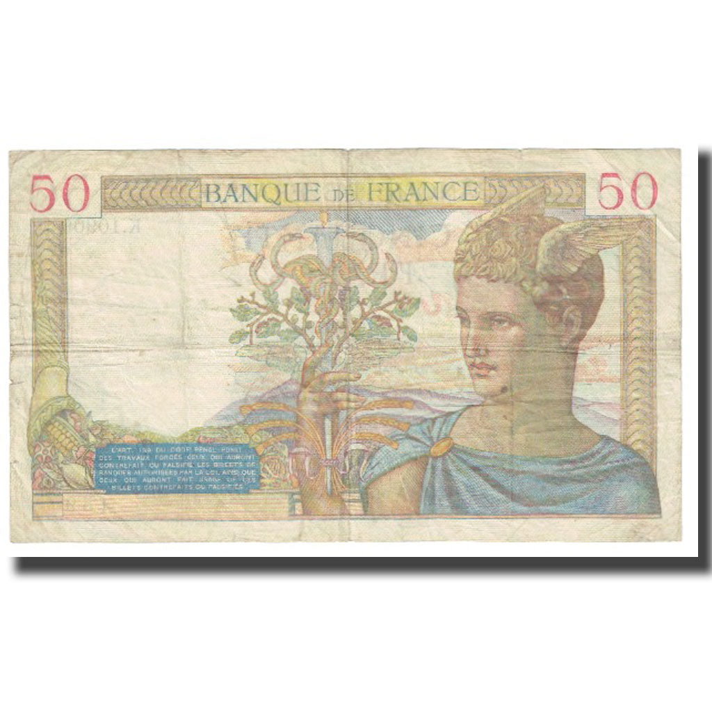 Francia, 50 Francs, Cérès, 1939, P. Rousseau and R. Favre-Gilly, 1939-09-14