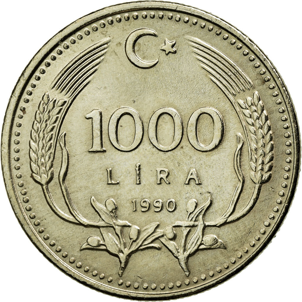 Munten, Turkije, 1000 Lira, 1990, UNC-, Nickel-brass, KM:997