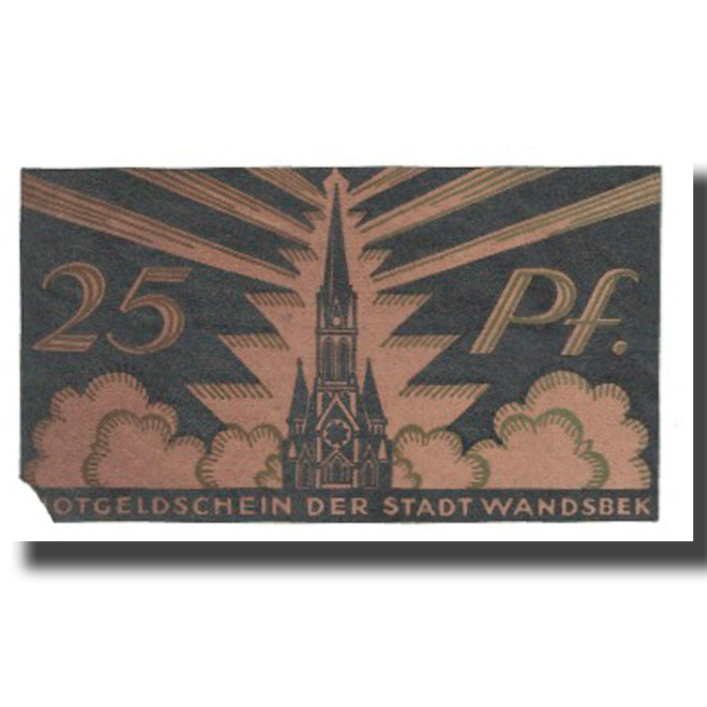 Banknote, Germany, Wandsbek, 25 Pfennig, Eglise, 1921, 1921-01, EF(40-45)