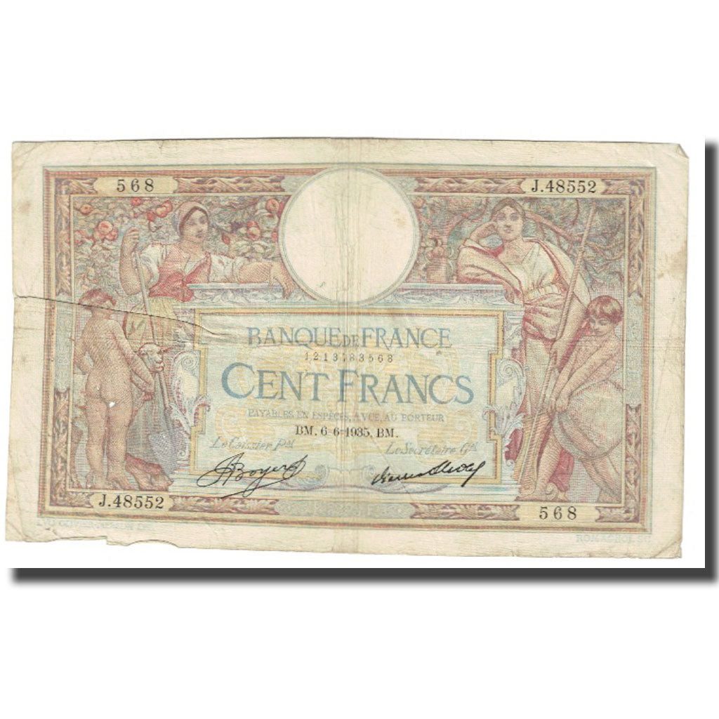 Frankreich, 100 Francs, Luc Olivier Merson, 1935, P. Rousseau and R.