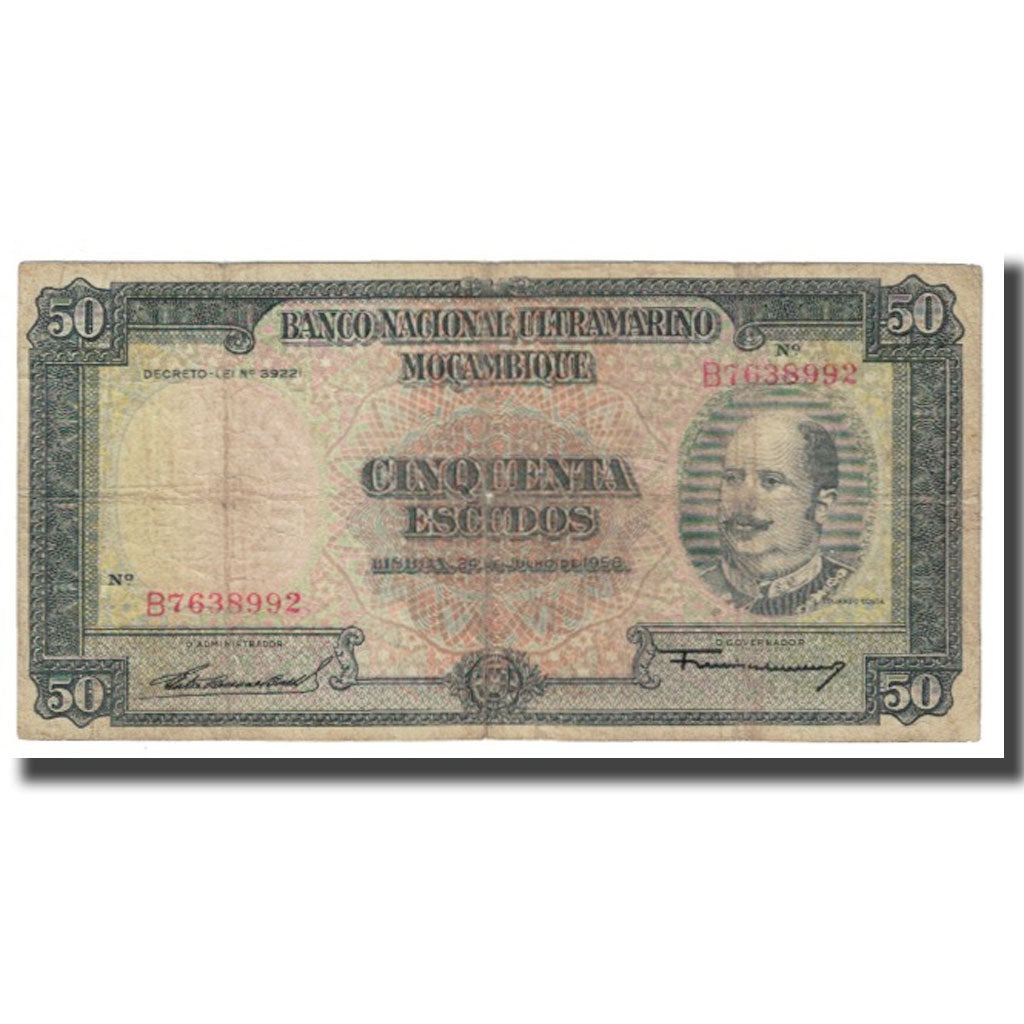 Banknote, Mozambique, 50 Escudos, 1958, 1958-07-24, KM:106a, VF(20-25)
