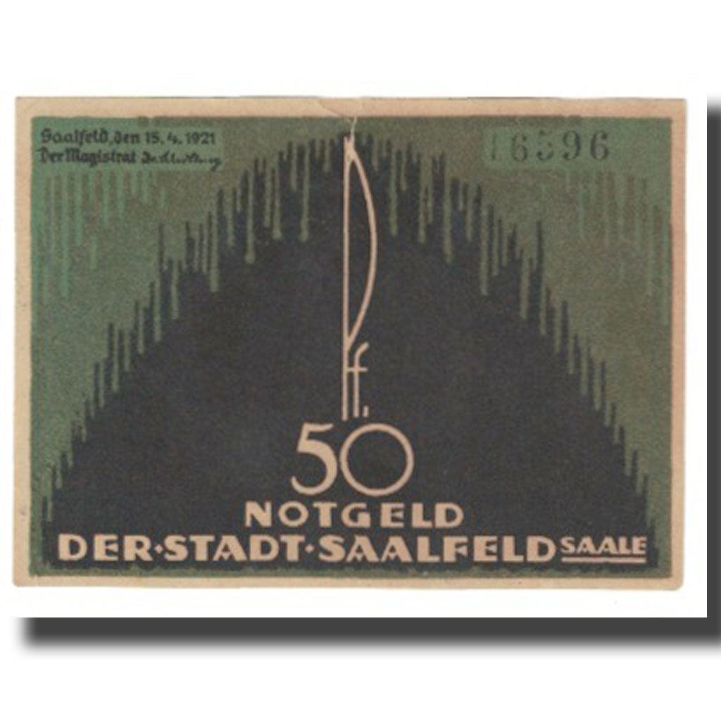 Banknote, Germany, Saalfeld, 50 Pfennig, Abbaye, 1921, 1921-04-15, EF(40-45)