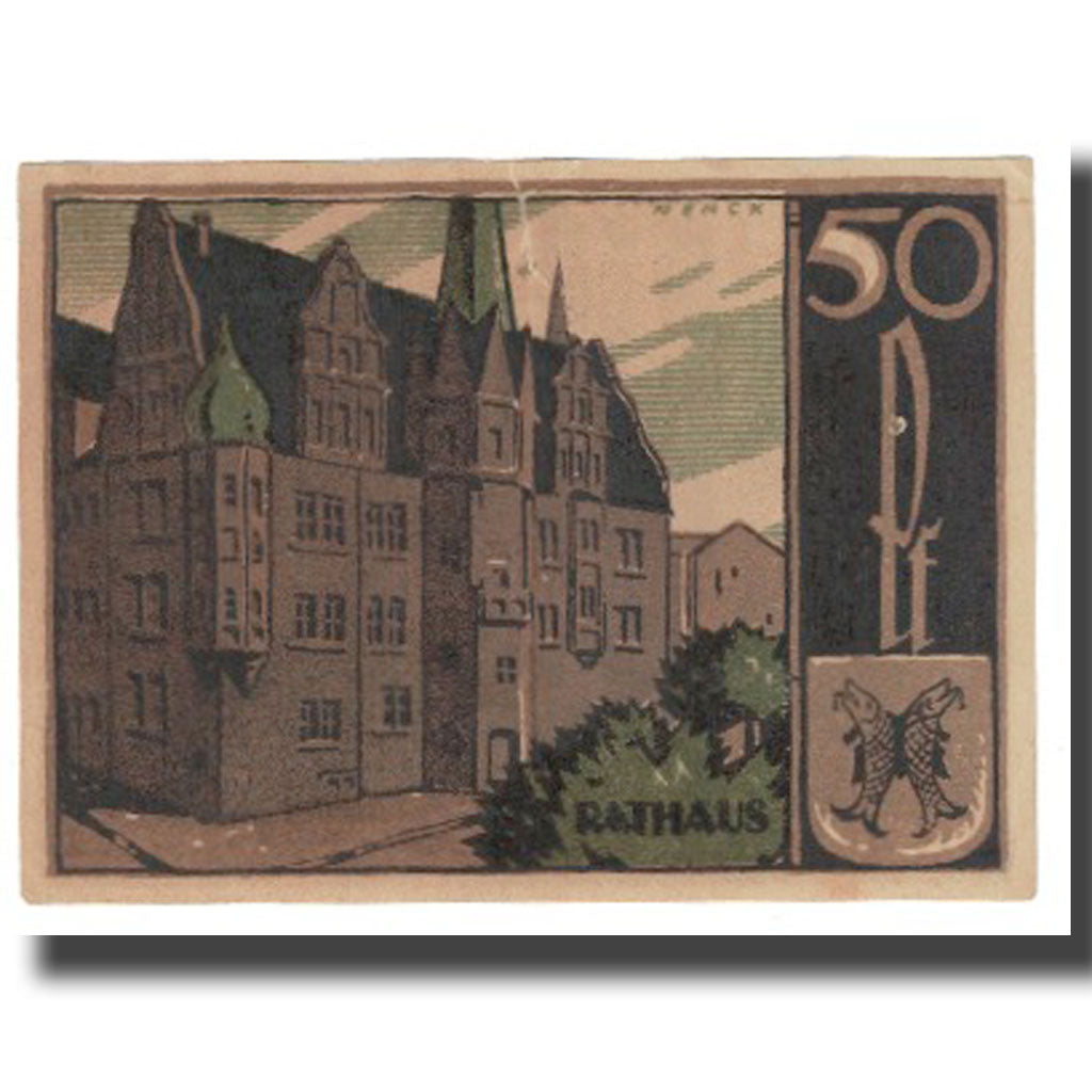 Banknote, Germany, Saalfeld, 50 Pfennig, Abbaye, 1921, 1921-04-15, EF(40-45)