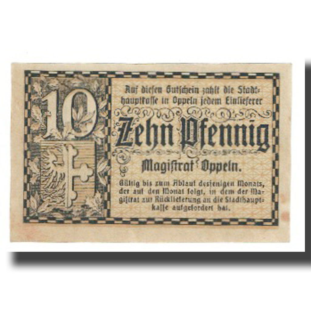 Banknote, Germany, OPPELN, 10 Pfennig, place, AU(55-58), Mehl:O22.5c