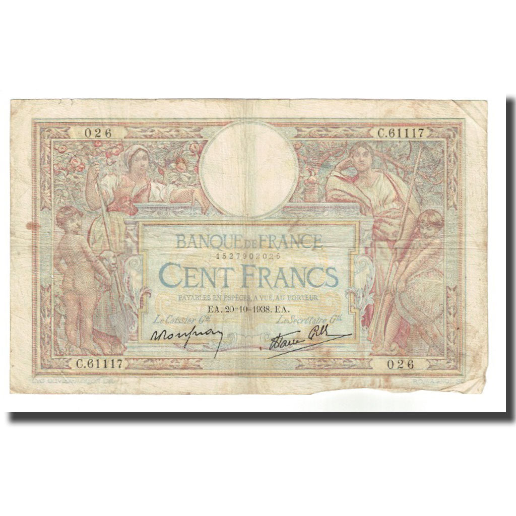 Frankreich, 100 Francs, Luc Olivier Merson, 1938, P. Rousseau and R.