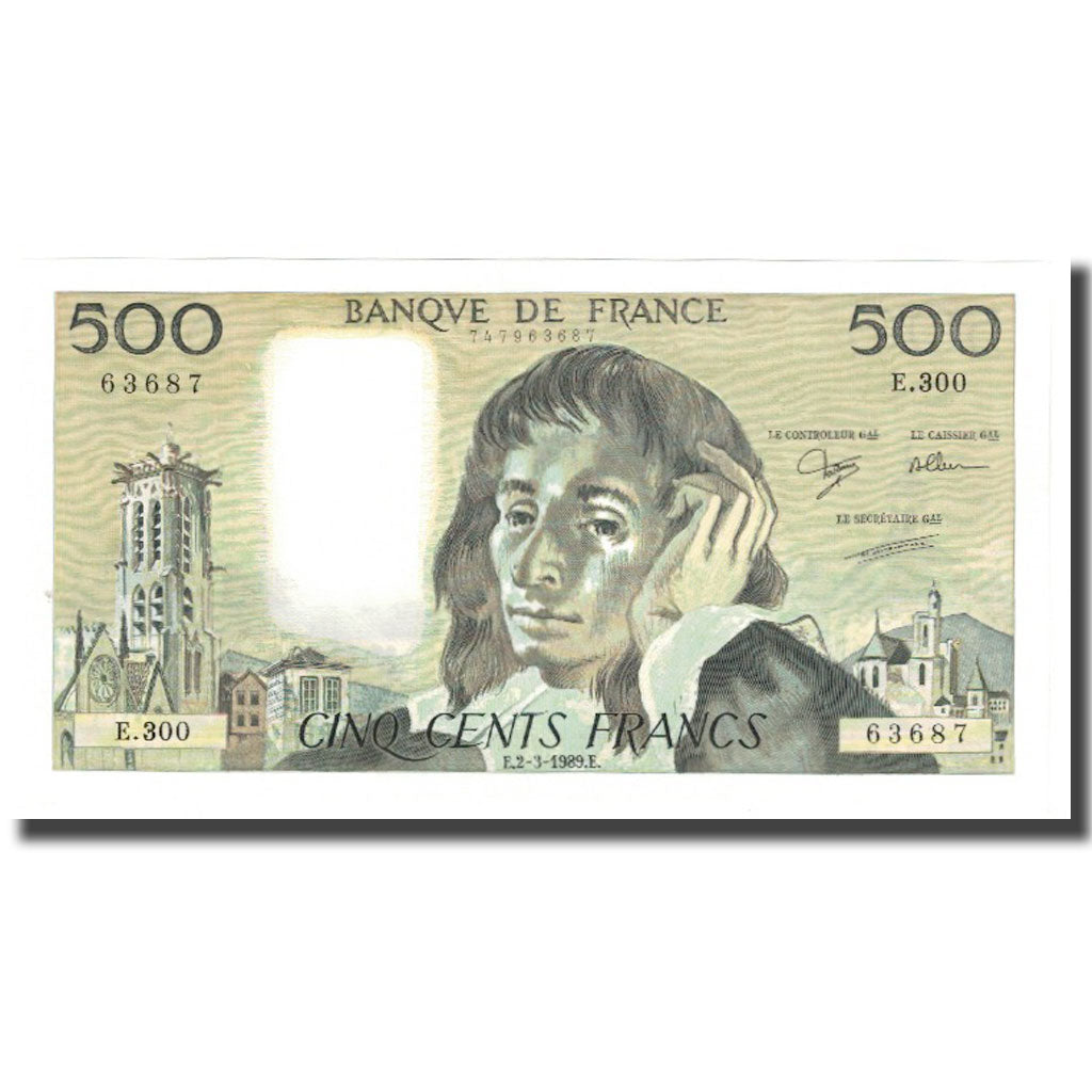France, 500 Francs, Pascal, 1989, BRUNEEL, BONARDIN, VIGIER, 1989-03-02, NEUF