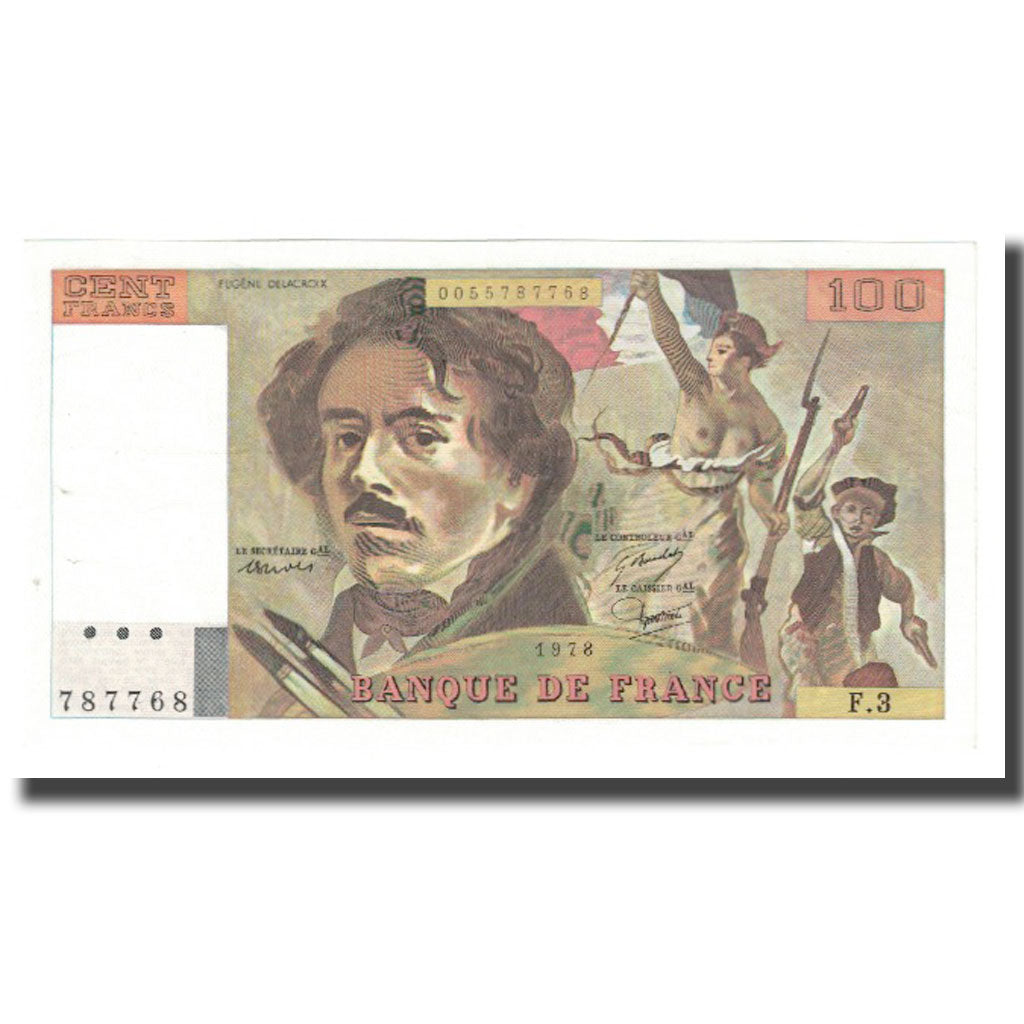 França, 100 Francs, Delacroix, 1978, BRUNEEL, BONARDIN, VIGIER, NON HACHURÉ