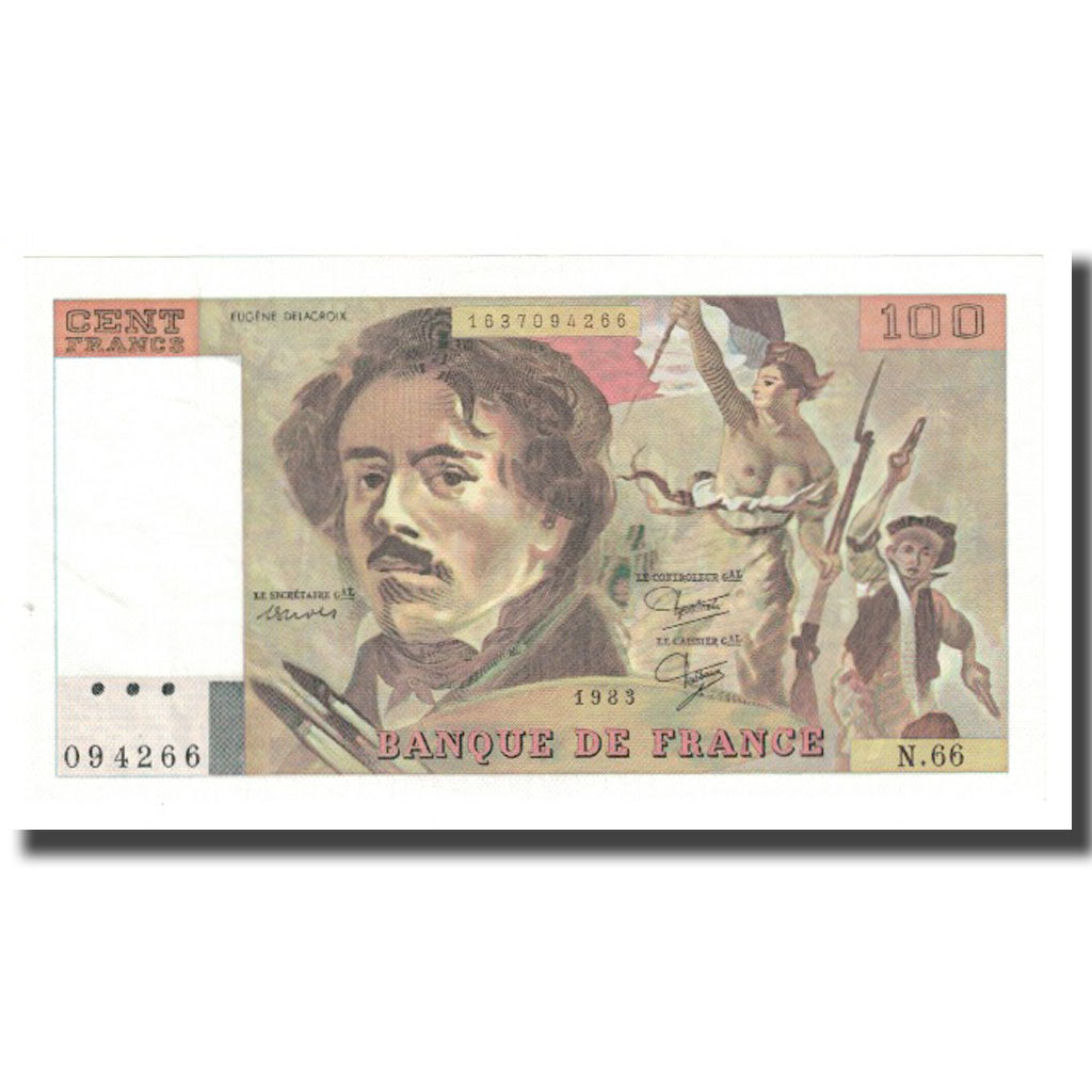 France, 100 Francs, Delacroix, 1983, BRUNEEL, BONARDIN, VIGIER, UNC(64)