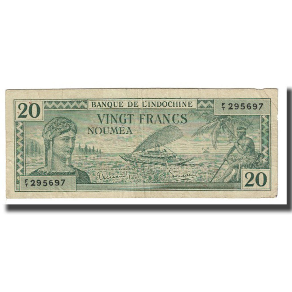 Banknote, New Caledonia, 20 Francs, Undated (1944), KM:49, VF(30-35)