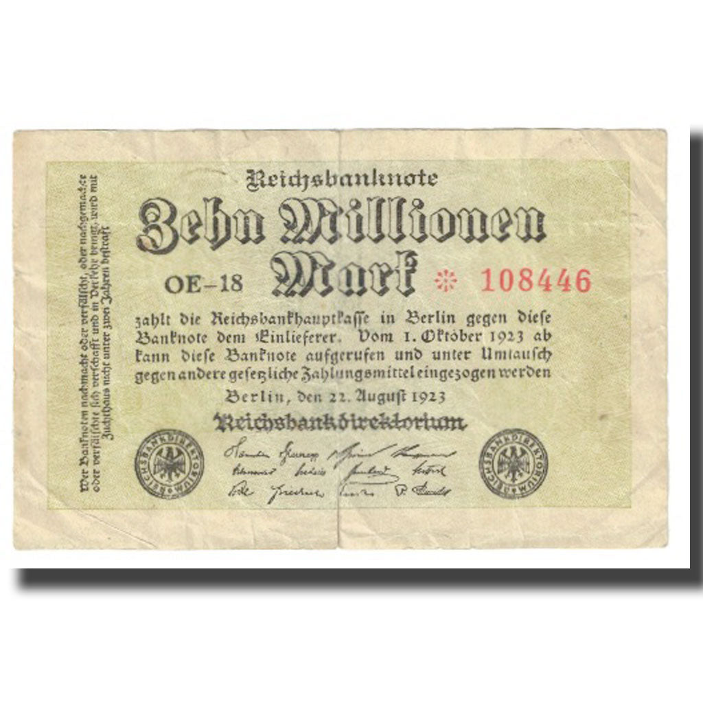 Geldschein, Deutschland, 10 Millionen Mark, 1923, 1923-08-22, KM:106a, SS