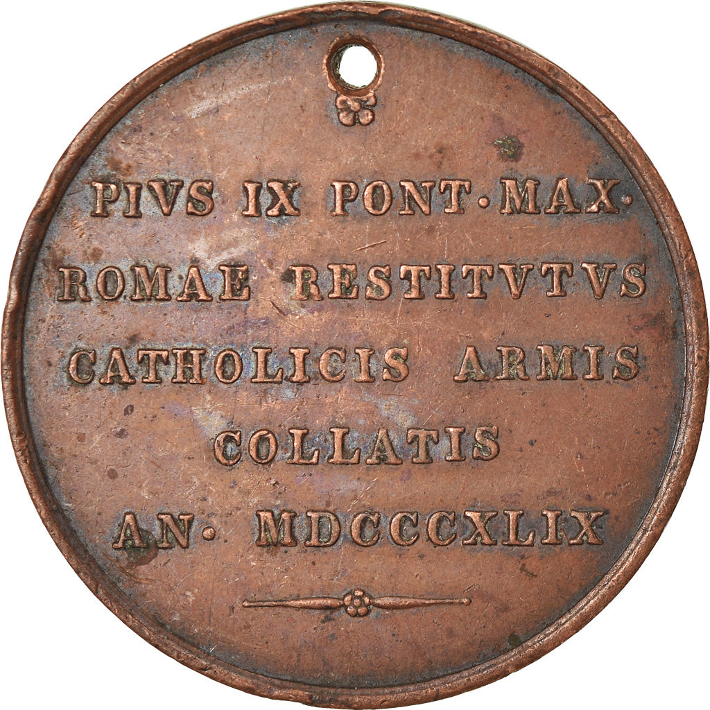 Vatican, Médaille, Pie IX, Rome rendue aux Catholiques par les Armes, 1849