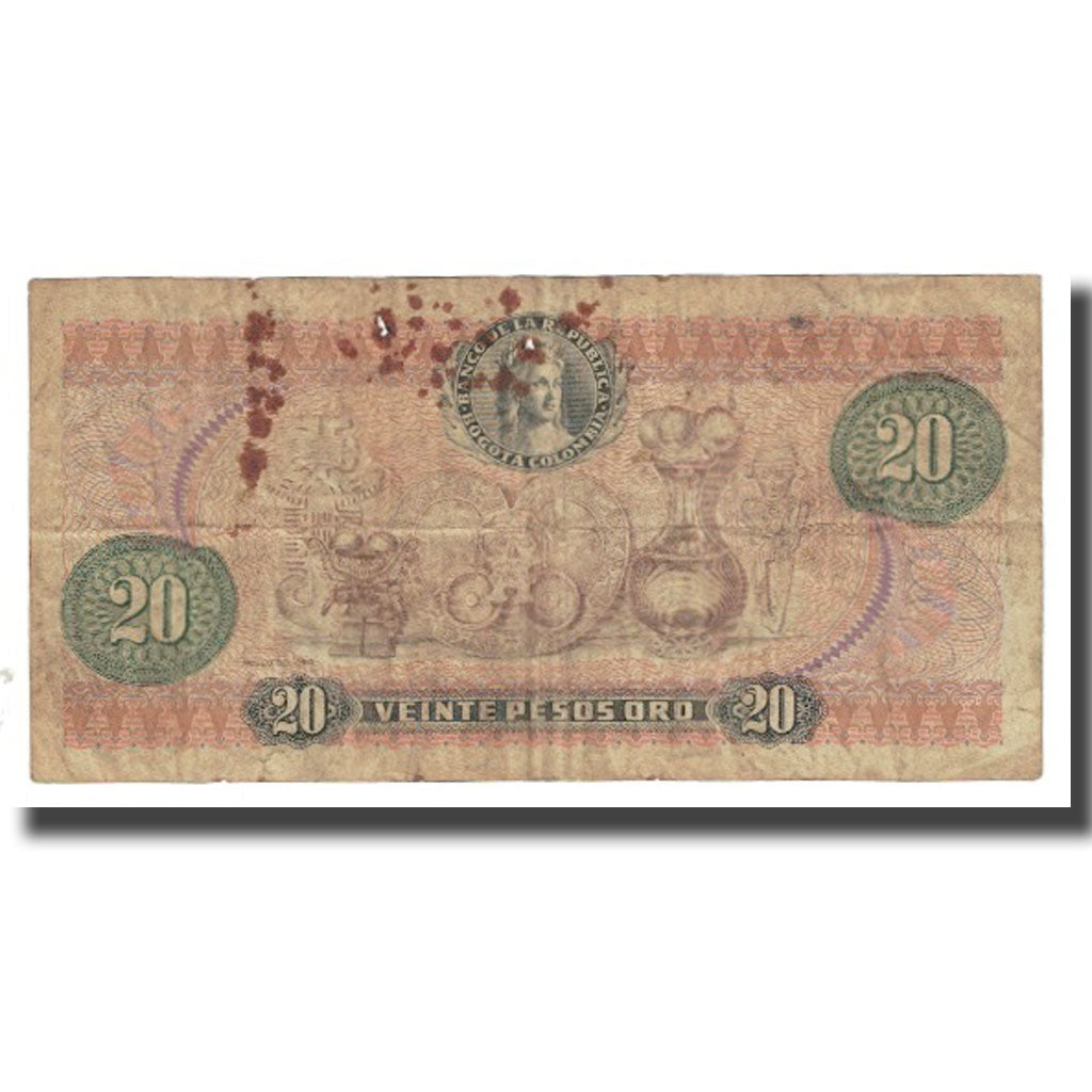 Banknote, Colombia, 20 Pesos Oro, 1977, 1977-07-20, KM:409A, F(12-15)