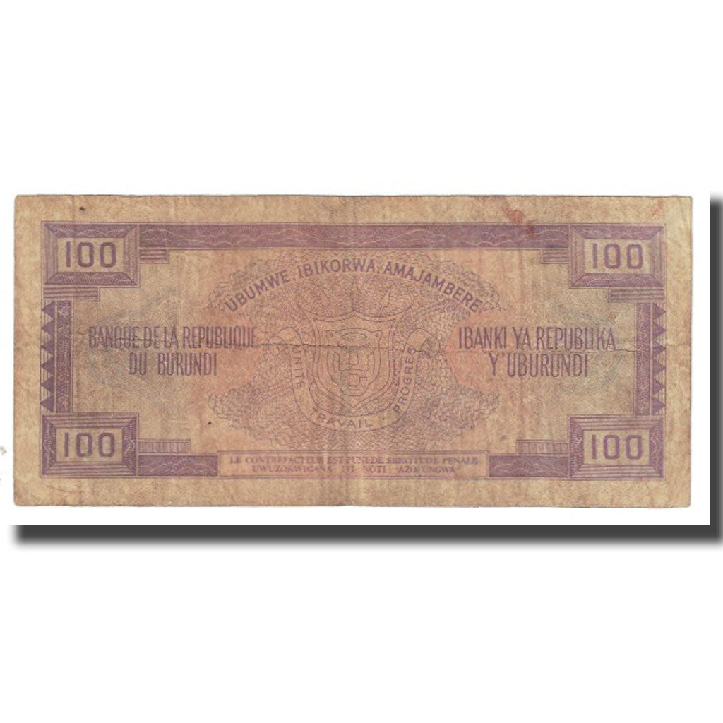 Billete, 100 Francs, 1990, Burundi, 1990-07-01, KM:37D, BC
