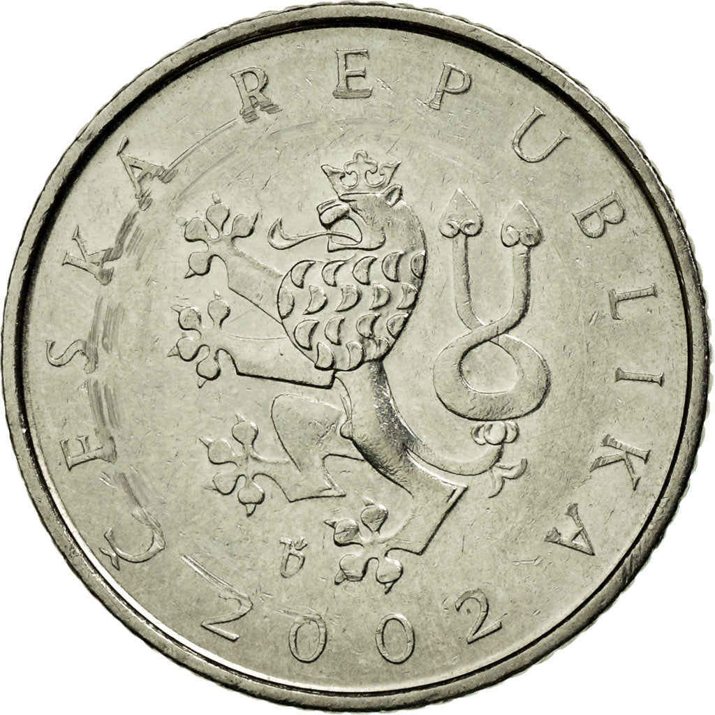 Coin, Czech Republic, Koruna, 2002, AU(50-53), Nickel plated steel, KM:7